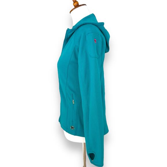 The Black Dog Teal Blue Full Zip Pique Hoodie Size Small - Picture 2 of 9